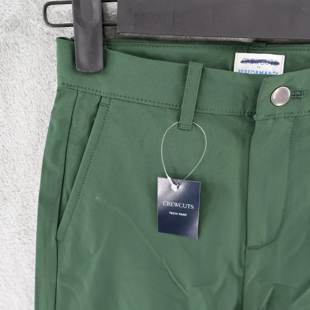 Crewcuts Slim Tech Chino Boy 7 Green Performance Adjustable Waist Preppy $70 NWT